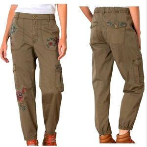 Sundance Botanical Embroidered Cargo Joggers Herb Green